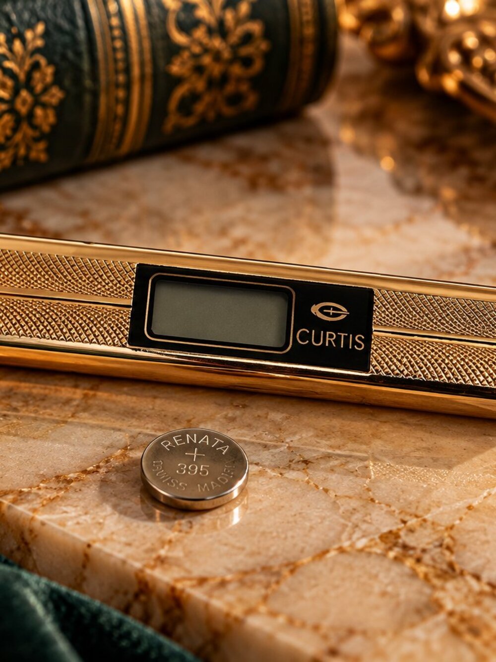 Vintage Curtis Gold Tone LCD Digital Pendant Watch Keyring Charm
